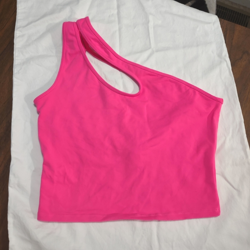 Hot Pink One Shoulder Crop Top